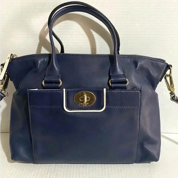 Kate spade navy blue leather satchel handbag - Picture 8 of 11
